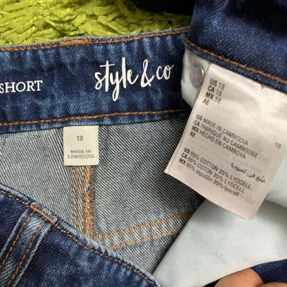 Style & Co Womens Denim Short Sz 16 in Blue Cotton Blend - Picture 7 of 10